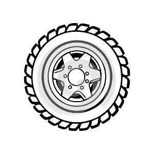 Car wheel icon. Tire isolated on white background