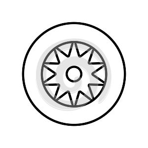 Car wheel icon vector. Wheel illustration sign. Tire service symbol or logo.