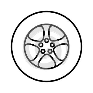 Car wheel icon vector. Wheel illustration sign. Tire service symbol or logo.