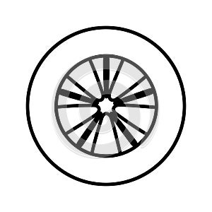 Car wheel icon vector. Wheel illustration sign. Tire service symbol or logo.