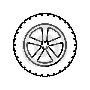 Car wheel icon vector. Wheel illustration sign. Tire service symbol or logo.