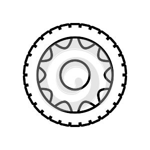 Car wheel icon vector. Wheel illustration sign. Tire service symbol or logo.