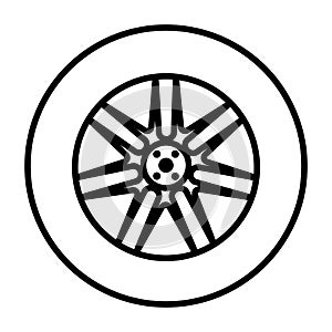 Car wheel icon vector. Wheel illustration sign. Tire service symbol or logo.