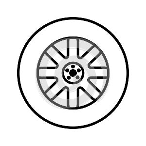 Car wheel icon vector. Wheel illustration sign. Tire service symbol or logo.