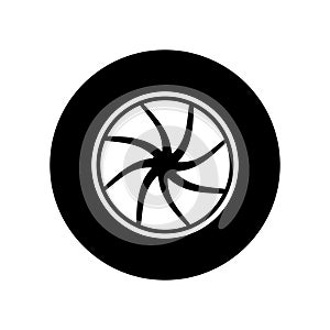 Car wheel icon vector. Wheel illustration sign. Tire service symbol or logo.