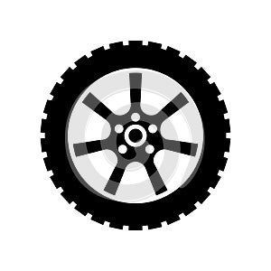 Car wheel icon vector. Wheel illustration sign. Tire service symbol or logo.