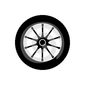 Car wheel icon vector. Wheel illustration sign. Tire service symbol or logo.