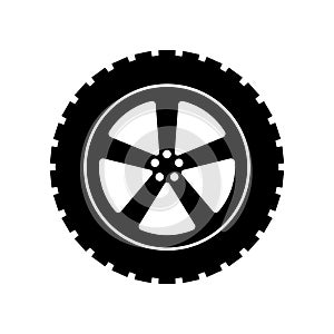 Car wheel icon vector. Wheel illustration sign. Tire service symbol or logo.