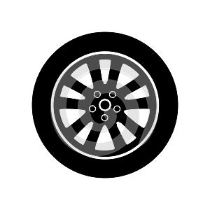 Car wheel icon vector. Wheel illustration sign. Tire service symbol or logo.