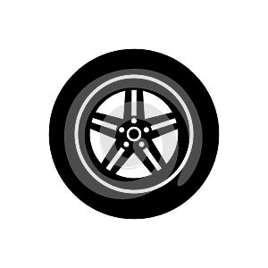 Car wheel icon vector. Wheel illustration sign. Tire service symbol or logo.