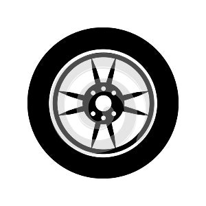 Car wheel icon vector. Wheel illustration sign. Tire service symbol or logo.