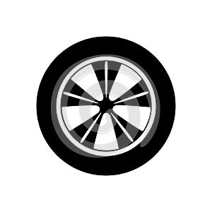 Car wheel icon vector. Wheel illustration sign. Tire service symbol or logo.