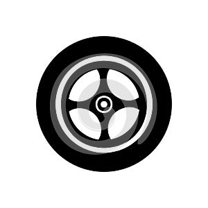 Car wheel icon vector. Wheel illustration sign. Tire service symbol or logo.