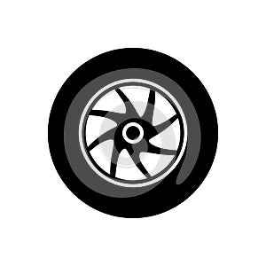 Car wheel icon vector. Wheel illustration sign. Tire service symbol or logo.