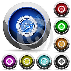 Car wheel round glossy buttons photo