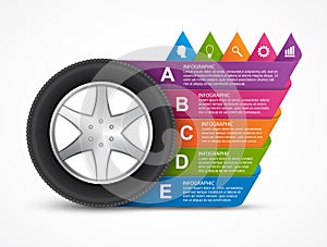 Car Wheel Infographic Design Template.