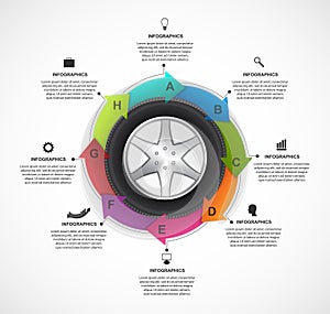 Car Wheel Infographic Design Template.