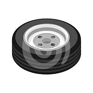 Car Wheel Isometric Composition