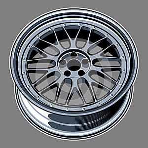 Car Wheel Line Art Vector Illustration 2