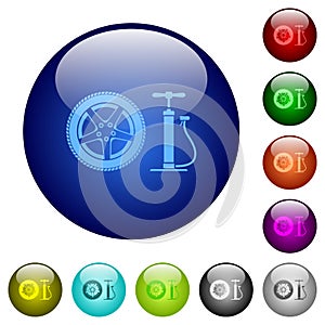 Car wheel and pump color glass buttons photo