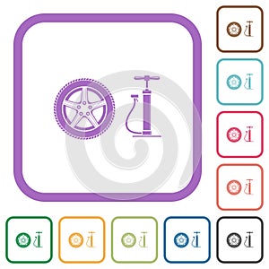 Car wheel and pump simple icons photo