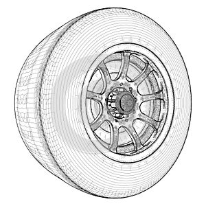 Car Wheel Rim Hub Tire Vector. Illustration Isolated On White Background. photo