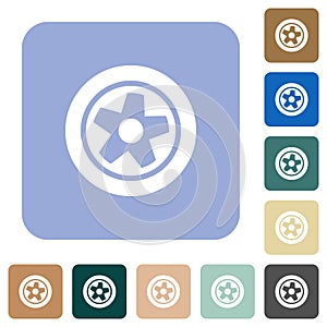 Car wheel rounded square flat icons