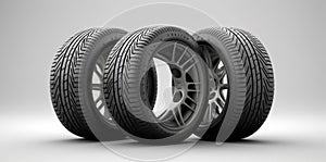 car wheel rubber heap background tire tyre isolated object automobile auto. Generative AI.