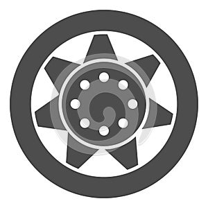 Car wheel solid icon. Automobile tire vector illustration isolated on white. Car part glyph style design, designed for