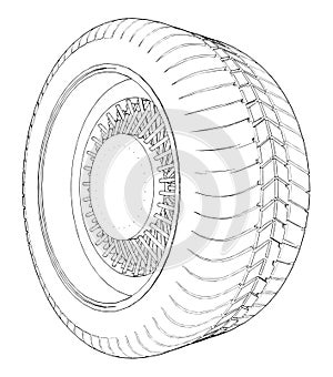 Car Wheel Tire Vector 06