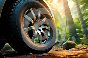 Car wheel vulcanization and service in the tropical forest