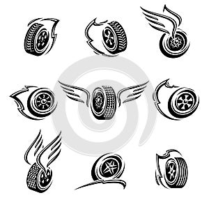 Car wheels collection set. Collection icon wheels. Vector