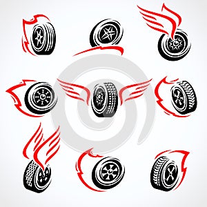 Car wheels collection set. Collection icon wheels. Vector