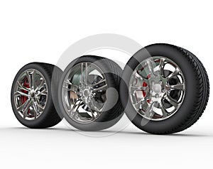 Car wheels - rims variations - side view