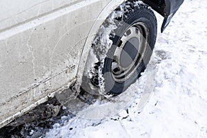 car wheels in the snow