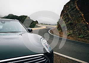 Car is on winding road