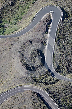 Car on a winding road.