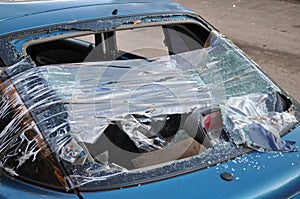 Car window smashed by a thief