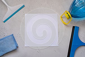 Car windows cleaning with microfiber and washing liquid