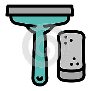 Car windscreen wash tool icon, outline style