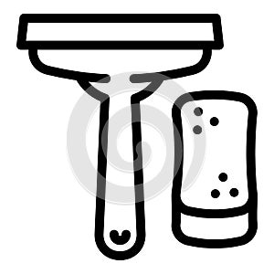 Car windscreen wash tool icon, outline style