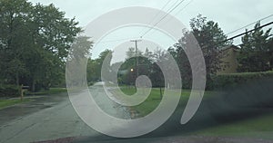 Car windshield wipers during a heavy rain