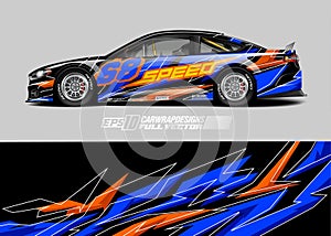 Car wrap decal designs. Abstract racing and sport background for racing livery or daily use car vinyl sticker.