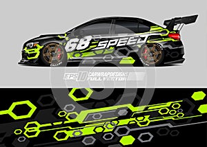 Car wrap decal designs. Abstract racing and sport background for racing livery or daily use car vinyl sticker.