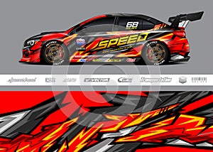 Car wrap decal designs. Abstract racing and sport background for racing livery or daily use car vinyl sticker.