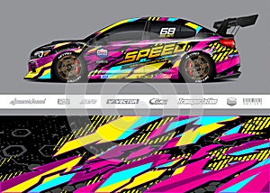 Car wrap decal designs. Abstract racing and sport background for racing livery or daily use car vinyl sticker.