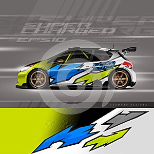 Car wrap decal designs. Abstract racing and sport background for racing livery or daily use car vinyl sticker.