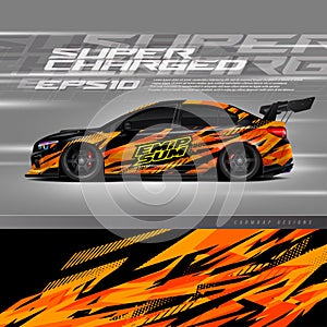 Car wrap decal designs. Abstract racing and sport grunge background for racing livery or daily use car vinyl sticker.