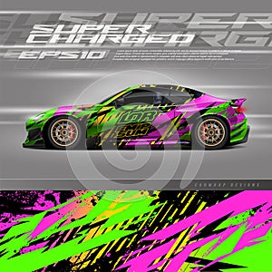 Car wrap decal designs. Abstract racing and sport grunge background for racing livery or daily use car vinyl sticker.