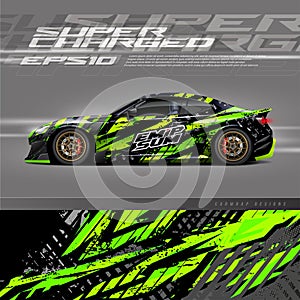 Car wrap decal designs. Abstract racing and sport grunge background for racing livery or daily use car vinyl sticker.